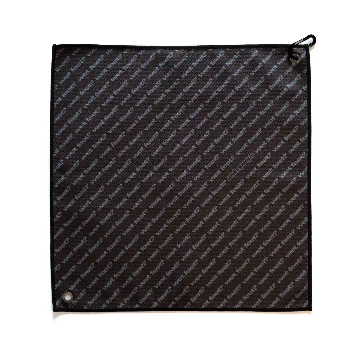 Swim Peeps Dry Step swim changing mat, black and white, reverse side on white background.