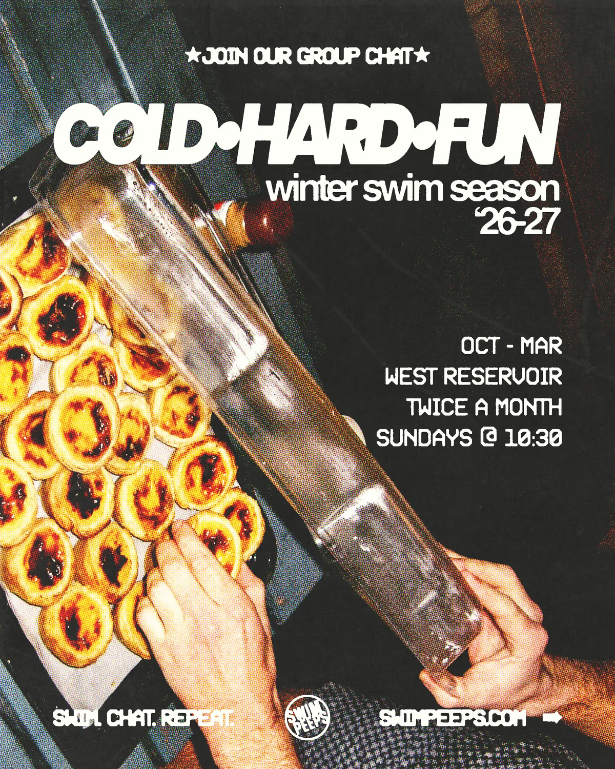 Poster graphic for Swim Peeps's winter swim season 2026